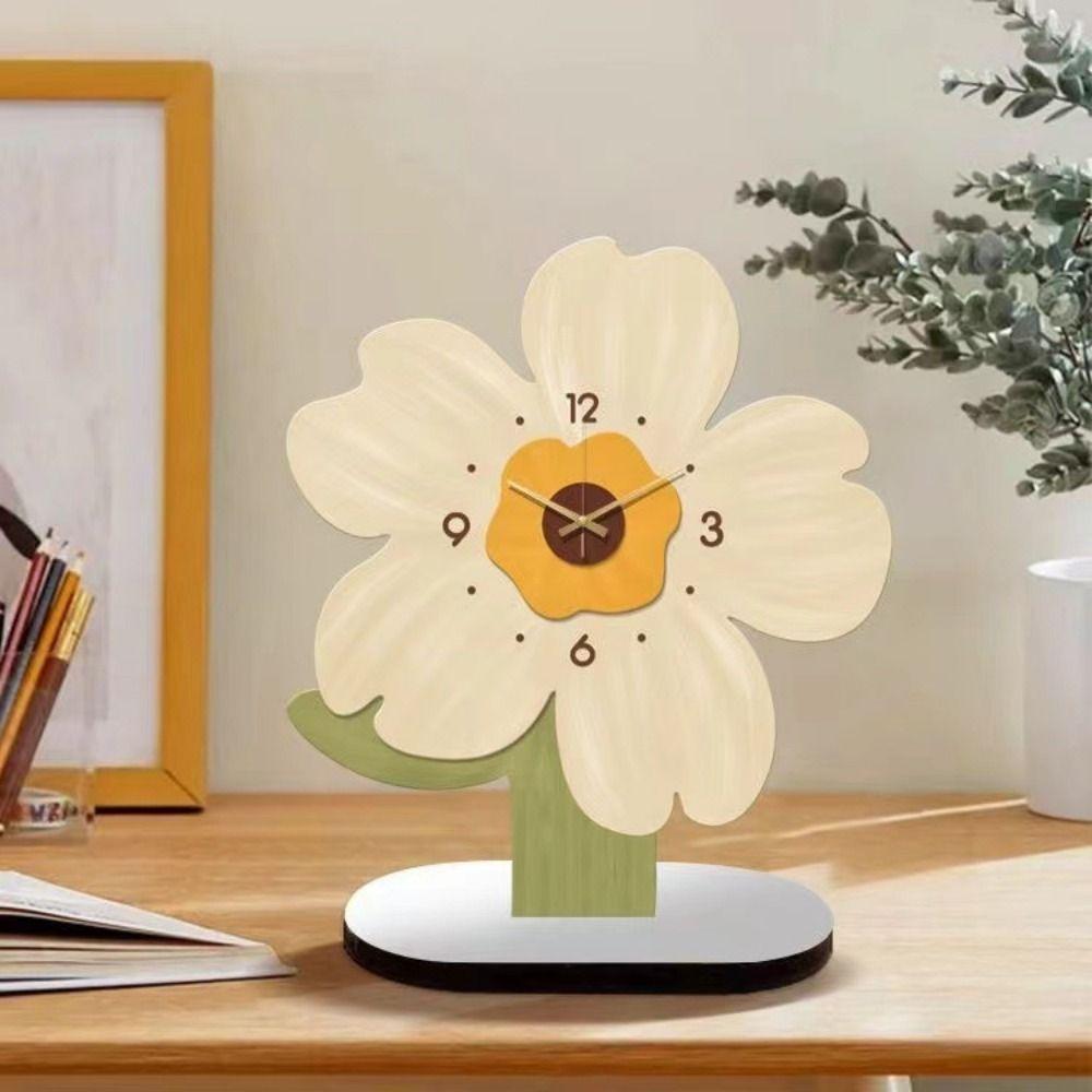 High-end Floral Tabletop Clock Cute Cartoon Mute Clock Modern Flower Display Clock  Bedroom