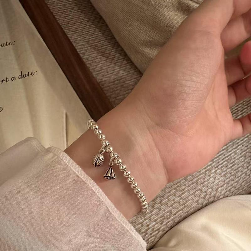 Stylish Sterling Silver Parent-Child Beaded Bracelet - Two Lives Joy Pendant, Perfect Gift for Best Friend or Girlfriend