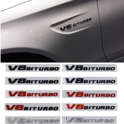 3D Samolepky s emblémem V8 BITURBO na blatník auta Logo Pro W463 W222 W204 W205 CLS W218 C63S W213 W212 Odznak Nálepka Příslušenství