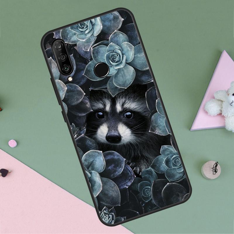 Cute Raccoon For Huawei Nova 12i 12s 11i 8i 7i 9 10 SE Y90 Y60 Y70 Y72 Y61 Y91 P30 P40 Lite P60 Pro Case