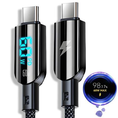 60W Typ C Szybki kabel ładujący Wyświetlacz cyfrowy LED USB C Ładowarka Kabel do iPhone 15 Pro Max Samsung Xiaomi PD Charge Data Line
