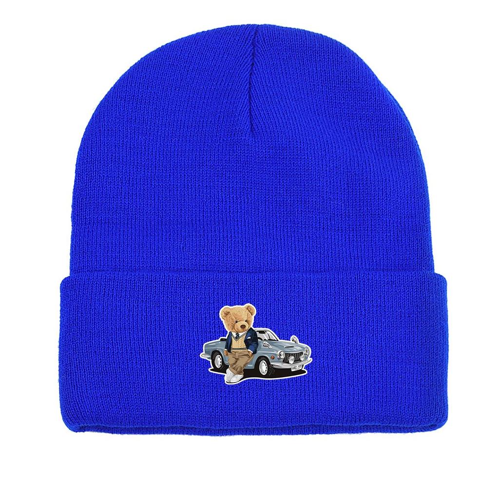 Bear Car Warm Knit Cap Beanie, Animal Man Cap Warm Winter Casual Bonnet Knit Hat Beanie