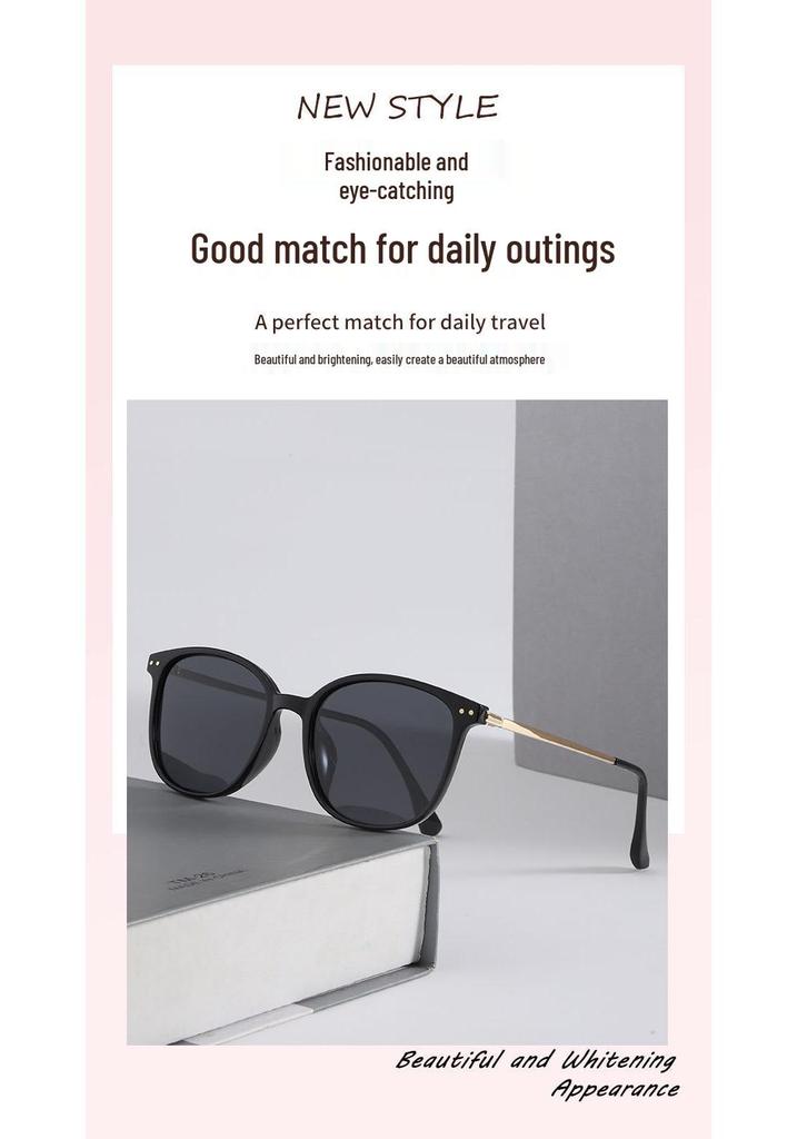 Retro Large Frame Women's Polarized Sunglasses - Tea-Colored, UV & Sun Protection, Perfect for Driving, Slimming Effect