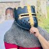 Templar Helmet  With 14 Gauge Chainmail Ready For Battle Knight Templar Helmet Medieval Armor Larp SCA Helmet
