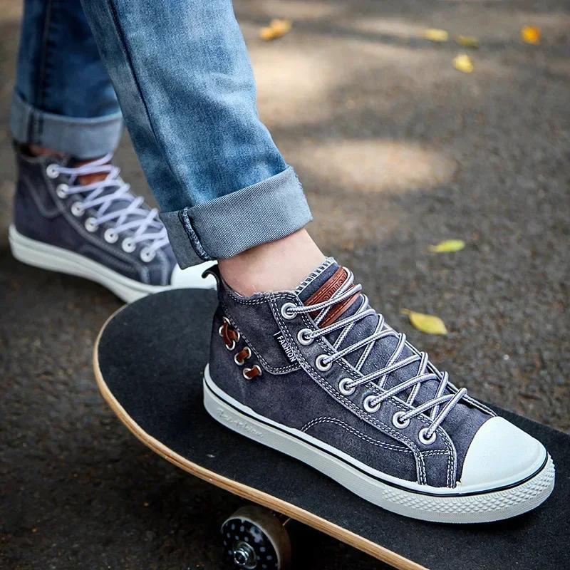 Džinsiniai drobės sportbačiai aukštu aulu, skirti vaikščiojimui, sportiniai batai apvaliu priekiu, suvarstomi, vyriški laisvalaikio batai, bėgimo, storapadžiai, moteriški firminiai batai