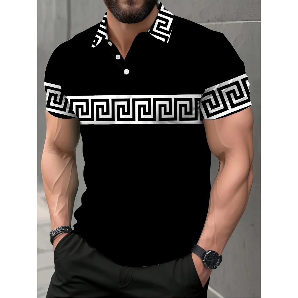 

The New Men s Short-sleeved POLO Shirt for Summer 2026 Features a Casual Fashionable and Comfortable 3D Striped Pattern Print 3XL