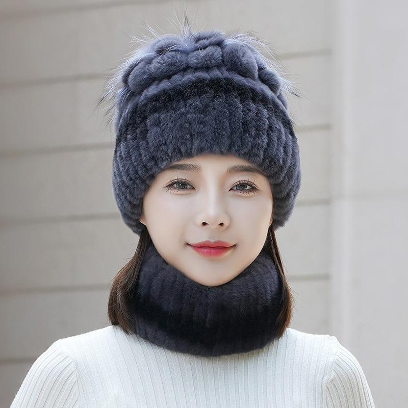 Hat Winter Women's Winter Fashion Rabbit Hair Baotou Hat Women's Green Wool Thickened Warm Ear Protection Fur Ladies