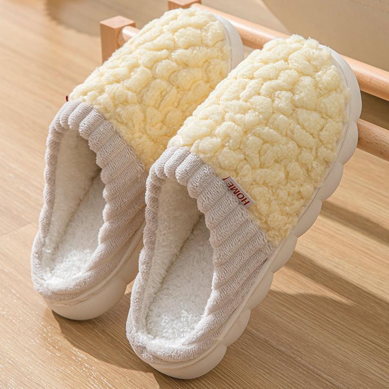 Cotton Slippers Plush Home Large Size School Wind Winter Thickened Cotton Slippers Comfortable and Non-slip