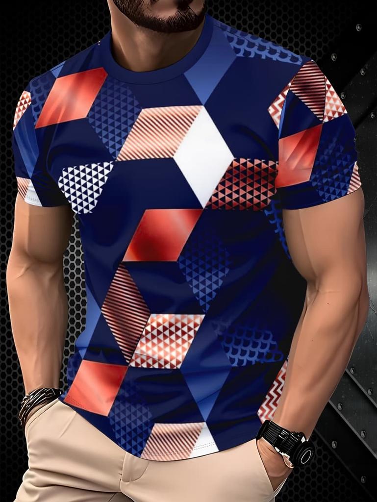 Fashion T-Shirts for Men 3D Print Men's T-Shirts Street Designer Short Sleeved Loose Oversized Tops Tees Daily Casual Sportswear