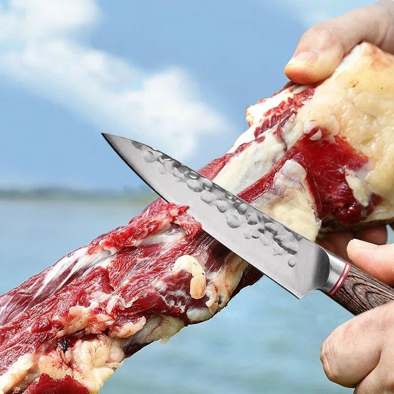 Stainless Steel Kitchen Boning Knife Hand Forged Knife Carving Knife Stainless Steel Cooking Multi-purpose Fruit Knife Wooden Handle Kitchen Gadget