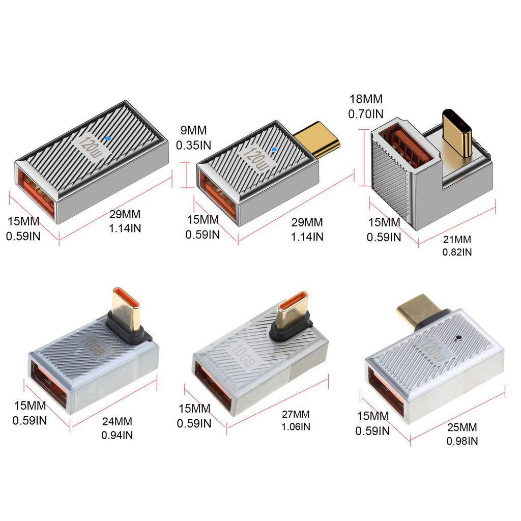 USB to USB C Adapter 10Gbps USB C Female to USB 3.0 Male Adapter USB C to USB Adapter 10Gbps Data Sync 120W 6A Charging