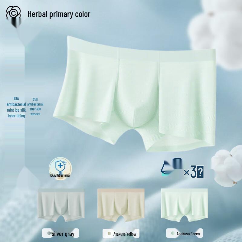 

Мужские бесшовные боксеры-брифы из ледяного шелка, антибактериальные, дышащие (3-Pack) 3XL (160-182 lbs)