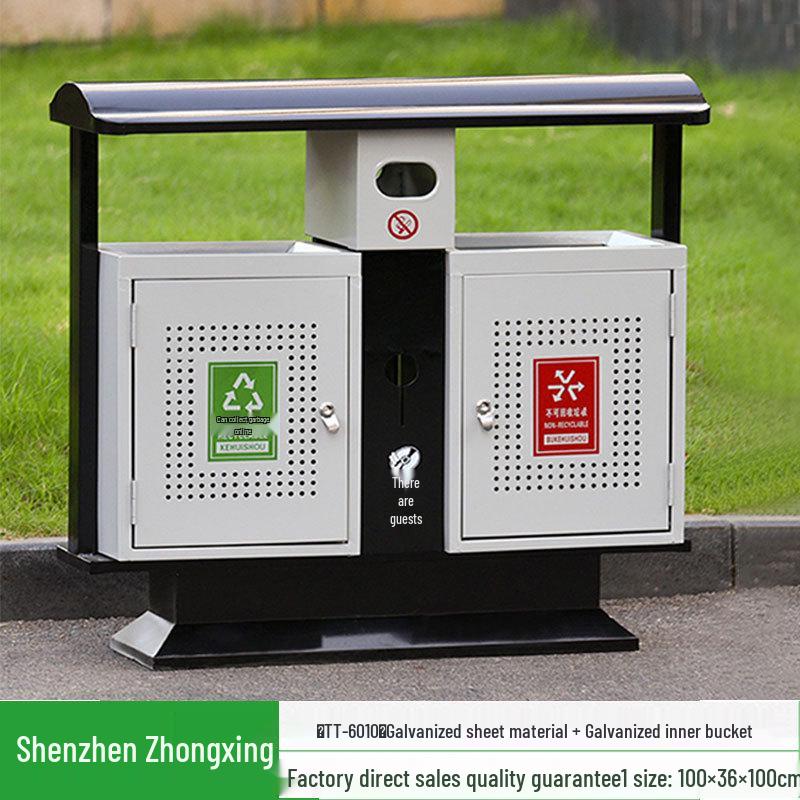 Stainless Steel Outdoor Trash Can: Large Sanitation Bin for Fruit Peels and Waste