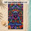Pug Theme Soft Beach Towel Personalized Custom Name Text Towel Portable for Beach Pool Travel
