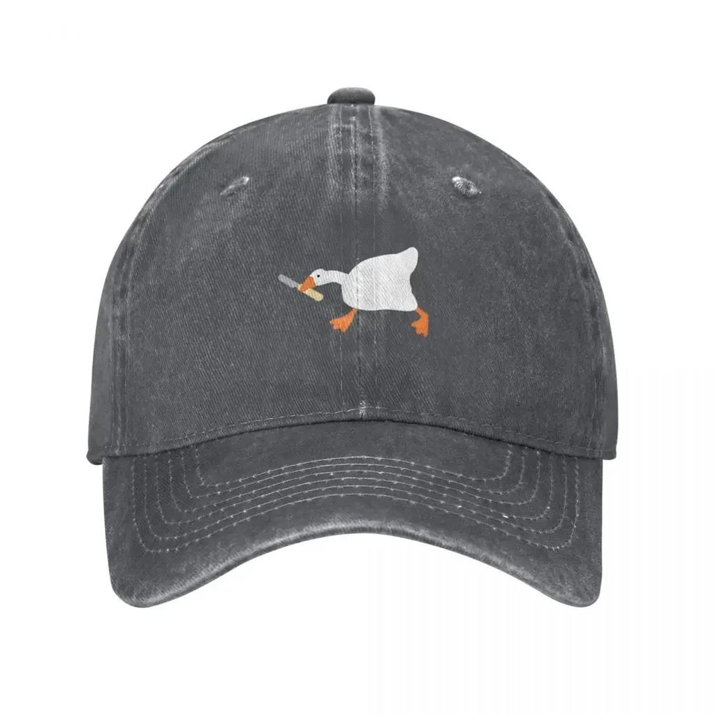 Biting Knife White Goose Inhale Duck Baseball Caps Unisex Style Distressed Washed Snapback Hat Outdoor  Caps Hat