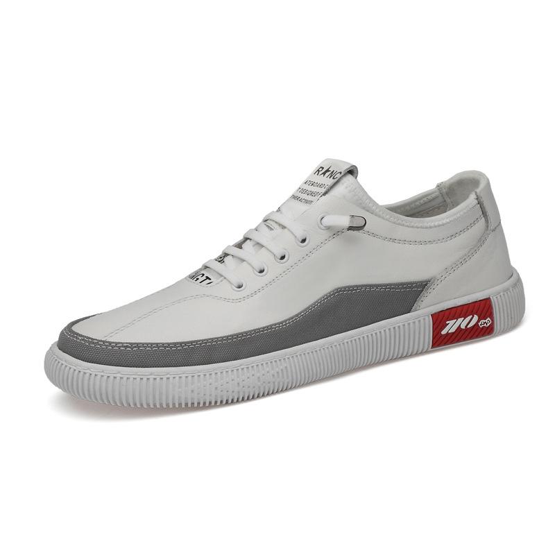 Men's Shoes 2025 New Summer Wear Free Lace-up Soft Sole Comfortable Casual Shoes Men's Trendy Leather Waterproof Board Shoes