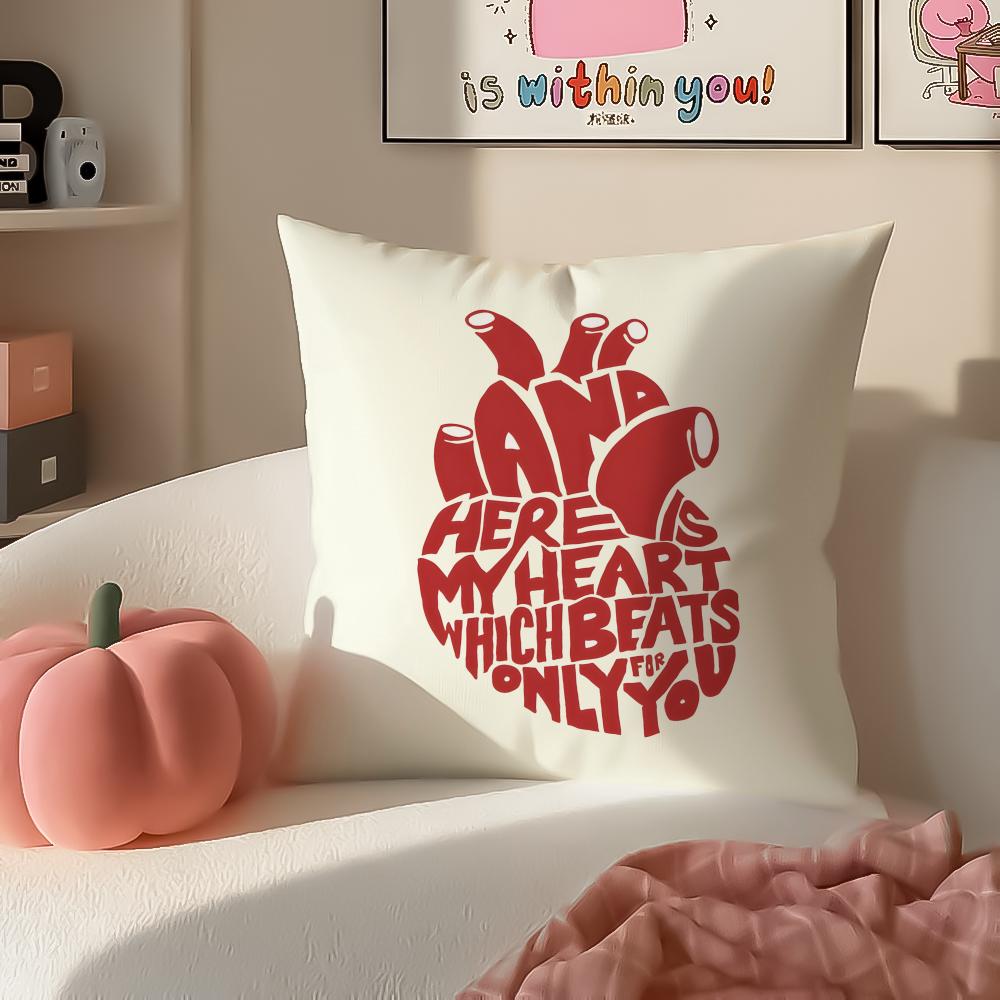 Sweet Romantic Cute Art Heart Shape Cushion Cover Pillowcase Short Plush Invisible Zipper Room Sofa Cushion Cover