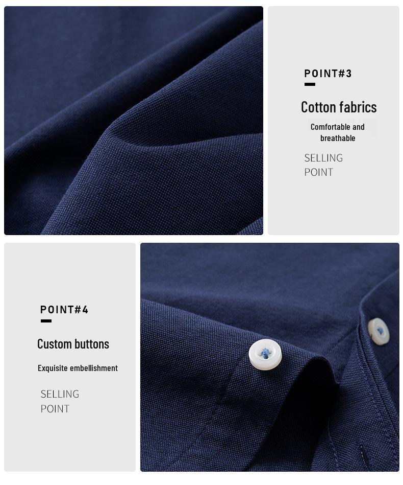 Plus Size Men's Solid Color Oxford Short-Sleeve Shirt - Summer Business Casual.