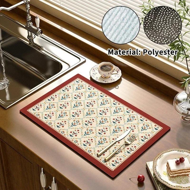 Kitchen Rugs Dish Drying Mat Absorbent Drain Pad Kitchen Carpet Coffee Dish Drainer Draining Mat Tablemat Fashion and Beautiful
