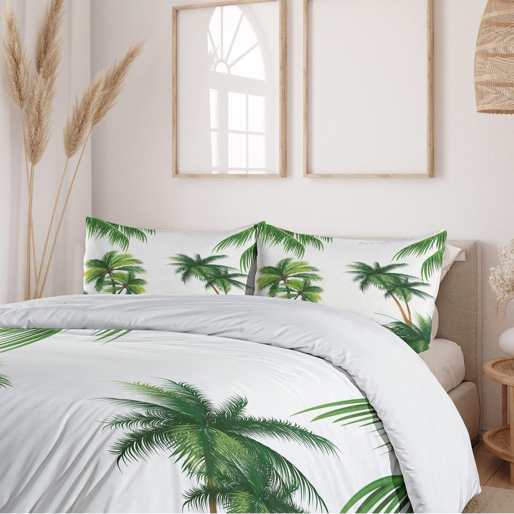 Coconut Palm Three-Piece Quilt Cover 3D Digital Printing Bedding Set Bed Cover
