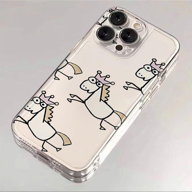 

Abstract And Simple Crown Pony Phone Case For iPhone 17 16 15 14 Plus 13 Mini 12 11 Pro Max 16E XS XR X 17 Air Transparent Cover iPhone XR чистый
