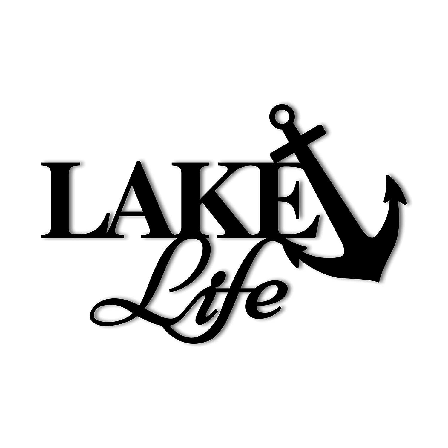 

Lake Life with Anchor - Home Decor Decorative Accent Metal Art Wall Sign