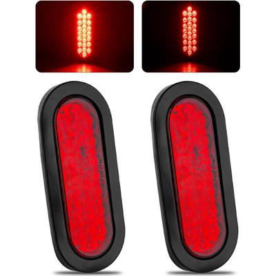 6" Red Oval 24 Led Trailer Tail Lights Waterproof Sealed 6 Inch Stop/Turn/Tail Light Boat Trailer Lights [DOT Certified], Include Grommets 3-Prong
