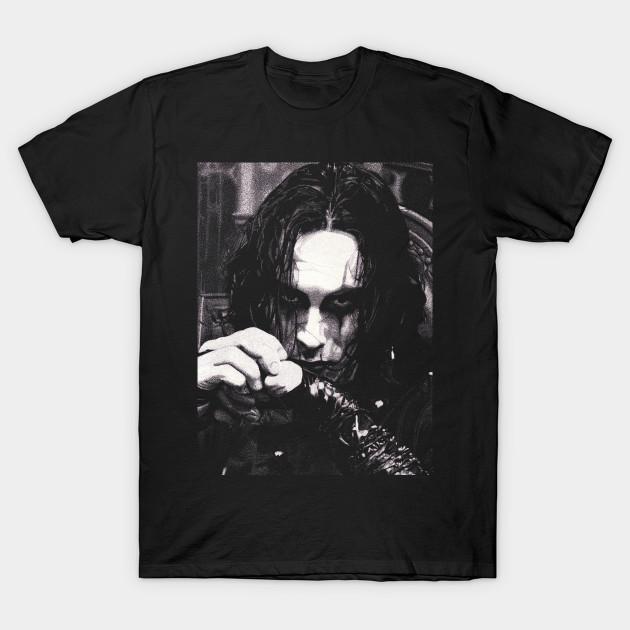 

Men Black Print T-shirt Eric Draven Portrait - The Crow No-Cut Transfer Paper Print Cotton Tshirt M чорний