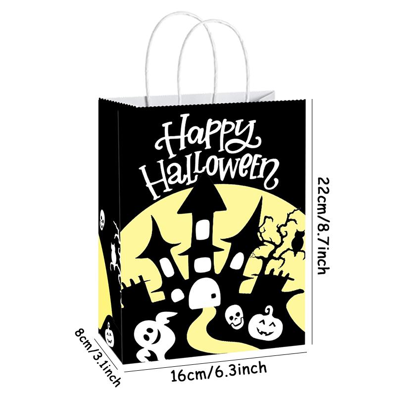 6Pcs Halloween Candy Snack Handbag Creative Cartoon Multi Style Pattern Design Trick or Treat Party Decoration
