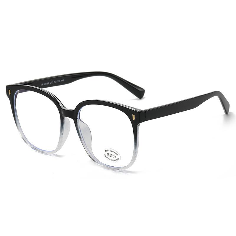 Tr90 Large Frame Plain Glasses Frame Female Plain Myopia Matching Degree Anti-Blue Light Glasses Black Frame