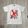 Peace Sign White Graphic Tee, Peace Sign White Graphic Tee, Peace Symbol Graphic Tee, Grunge Red & Black Peace Sign T Shirt, Grunge Graphic