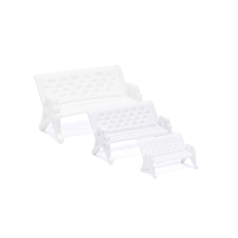 3Pcs Mini Bench Chairs Park Seat Garden Miniatures Micro Landscape Decoration