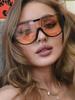 Vintage Semi-round Sunglasses Women Fashion Outdoor Goggle Shades Half Frame Oversized Sun Glasses Trendy New UV400 Eyewear