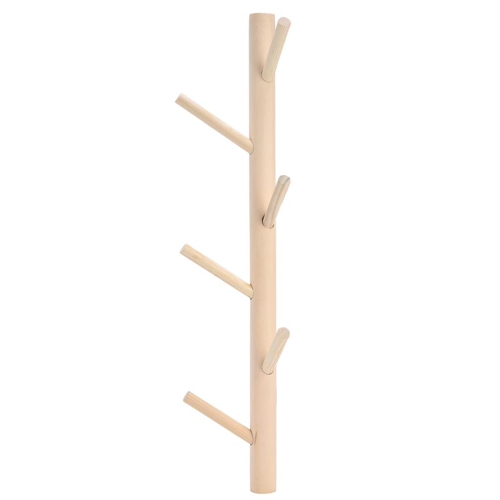 Punch Free Wall Mounted Coat Rack Towel Hanger Tree Branch Shaped Hat Rack for Living Room(Wood