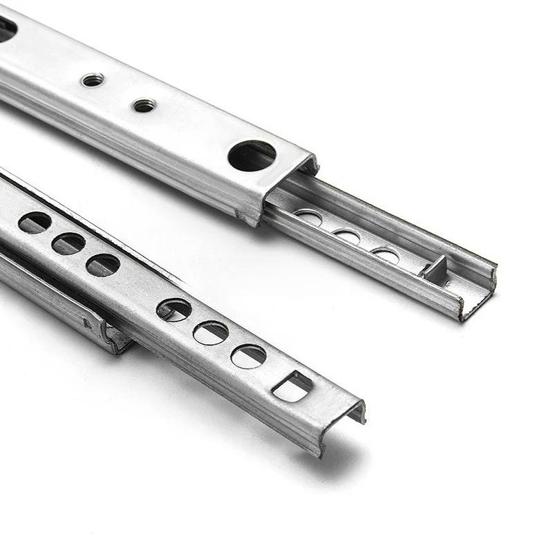 1 Pair 17mm Wide Steel Ball Bearing Drawer Slide-Two-Segment Ball Rail for Furniture/Drawer(Durable, Smooth Operation, Foldable)