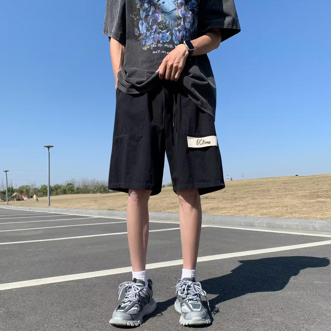 

Мужские свободные прямые хлопковые японские повседневные летние шорты Small чёрный