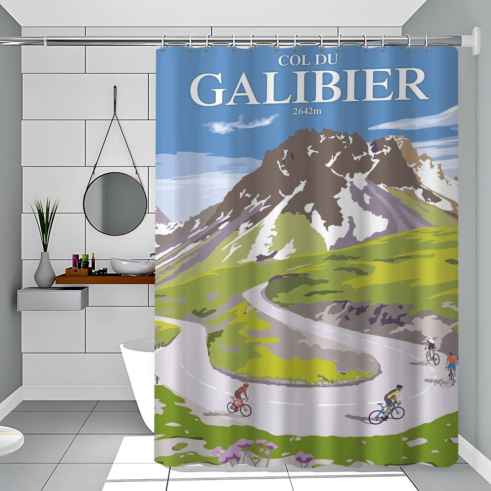 Sports Mountain Bicycle City Bike Race Cycling Tour Of Flanders Art Polyester Shower Curtain Waterproof Rust Resistant Grommet