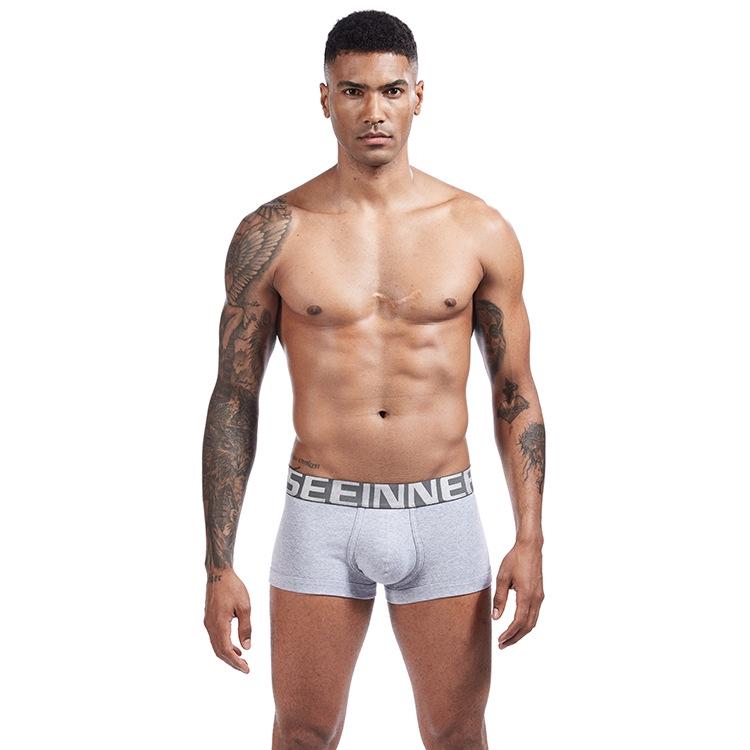 Men's Low-Rise Combed Cotton Ribbed Boxer Briefs with U-Shaped Pouch - Sexy & Comfortable