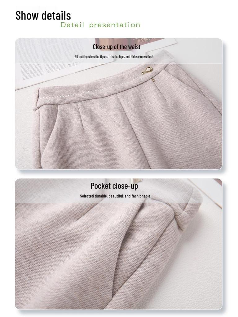 Women’s Khaki Wool Harem Pants 2024: New Cropped Carrot Style for Autumn/Winter