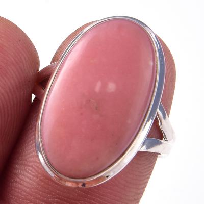 Natural Pink Opal Gemstone Handmade 925 Solid Sterling Silver Ring Size 8 T5g99