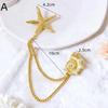Starfish And Conch Shape Collar Chain Brooch Tassel Brooch Shirt Collar Decoration Button Needle Fit Daily Wear