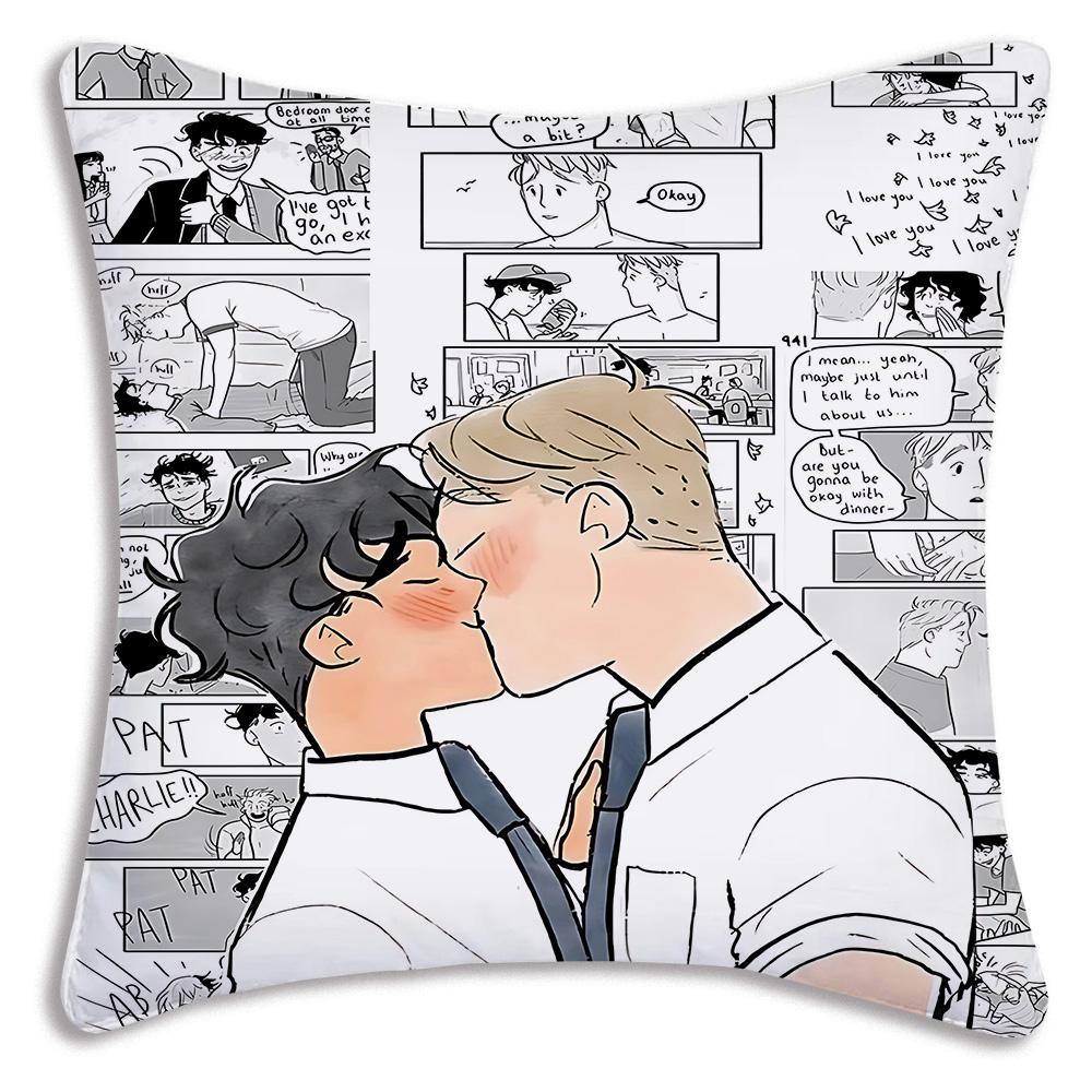 Cute anime For Heartstoppers Pillow Covers Cartoon Sofa Decorative Home Double-sided Printing Short Plush Cute Cushion Cover