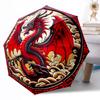 Enchanted Dragon Fantasy Outdoor Automatic Umbrella Compact 8-Rib Design Durable Plastic & Iron Travel Essential Fashionable Accessory Spiritual Gift