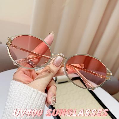 Occhiali da Sole Ovali Vuoti Retrò Moda Donna Tendenza Fotografia di Strada Occhiali da Sole Versatili Viaggio All'Aperto Occhiali Resistenti ai Raggi UV
