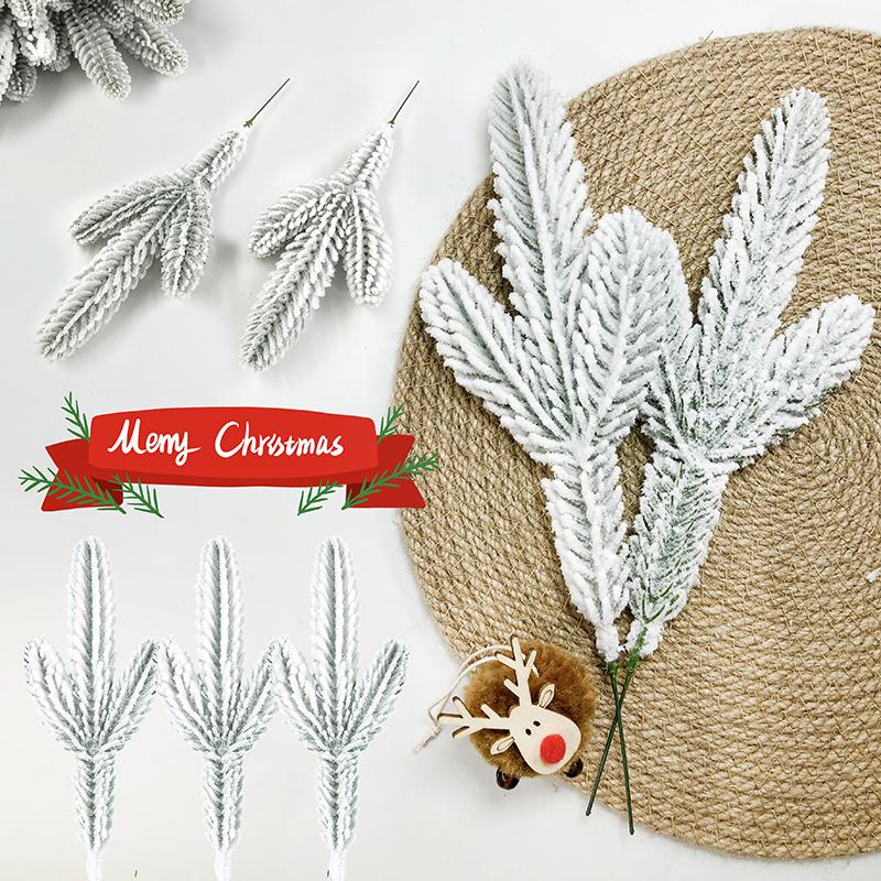10/1Pcs Artificial Pine Needles Branches Snow Pine for Christmas Xmas Tree Wreath DIY Fake Plants Ornaments Home New Year Gifts