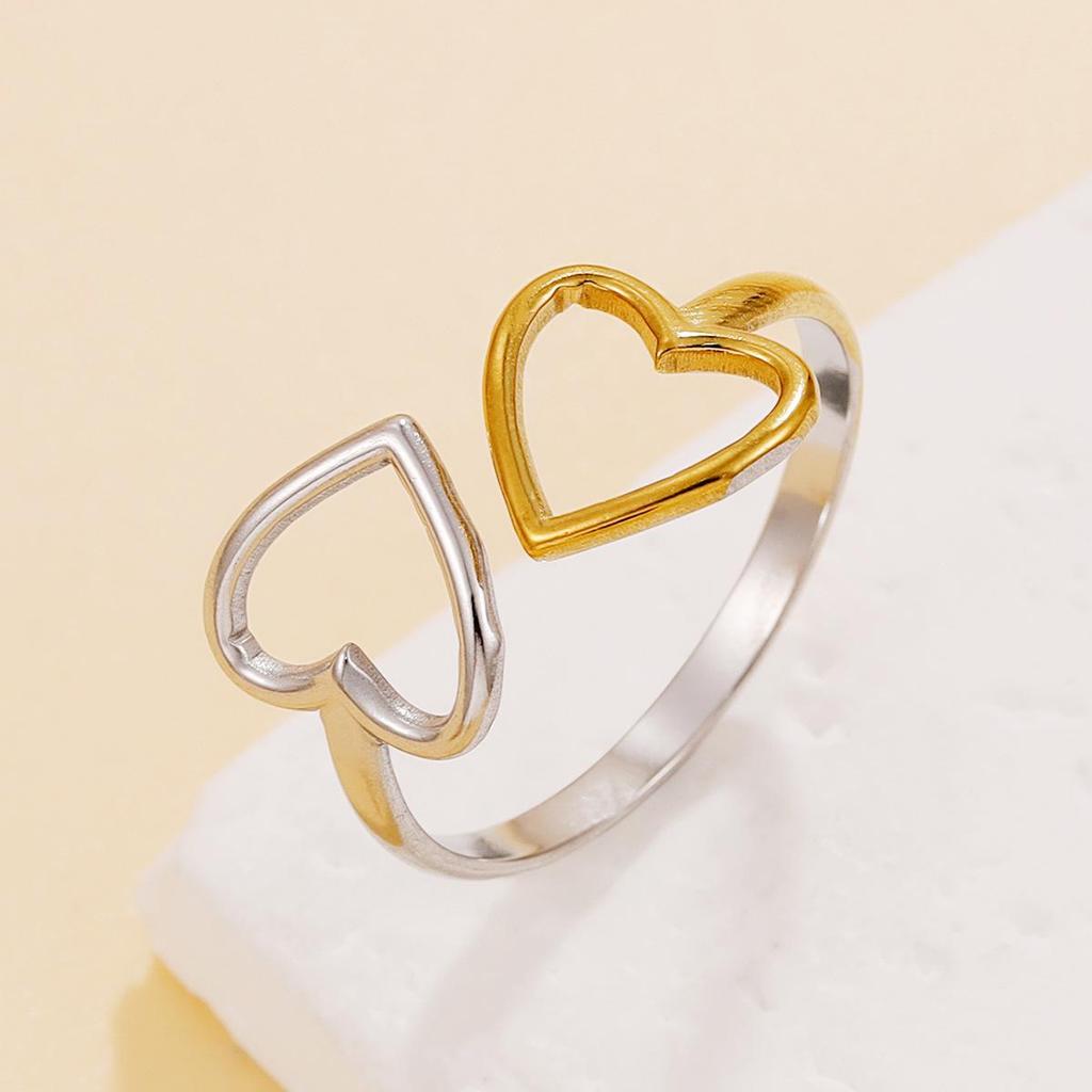 Sweet Fairy Heart-Shaped Adjustable Stainless Steel Ring - Perfect Gift for Girlfriend