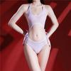 Sexy Women High Cut Bodysuit Thin Bandage Elastic Oil Shiny Tights Hollow Out Backless Shaping Thong Maid Party Leotard Cosplay