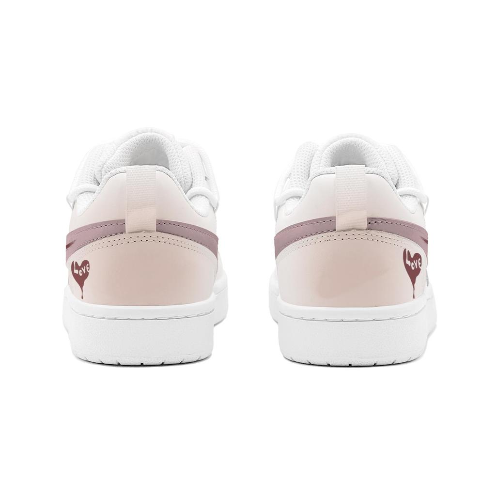 Nike Court Borough GS Couple's, Peach Love Low Top Skateboard Shoes Women's Dusty Pink BQ5448-100(TeamS2-S-BOX)