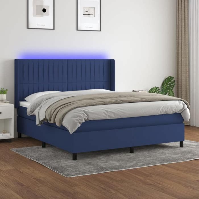 VidaXL Slatted Bed Base with Mattress and LED, Upholstered Bed, Double Bed, Adult Bed for Interior Bedroom, 3138491