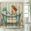 Mermaid Shower Curtain - Watercolor Merfolk & Vintage Tub Design, Colorful Fantasy Scene, Water-Resistant Polyester